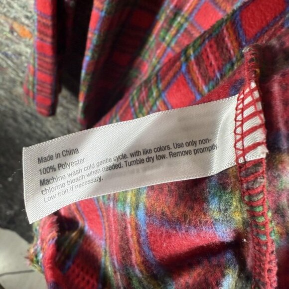 Celestial Dreams Nightgown Womens XL Red Green Plaid Long Sleeve Fleece Pajama - Picture 5 of 9